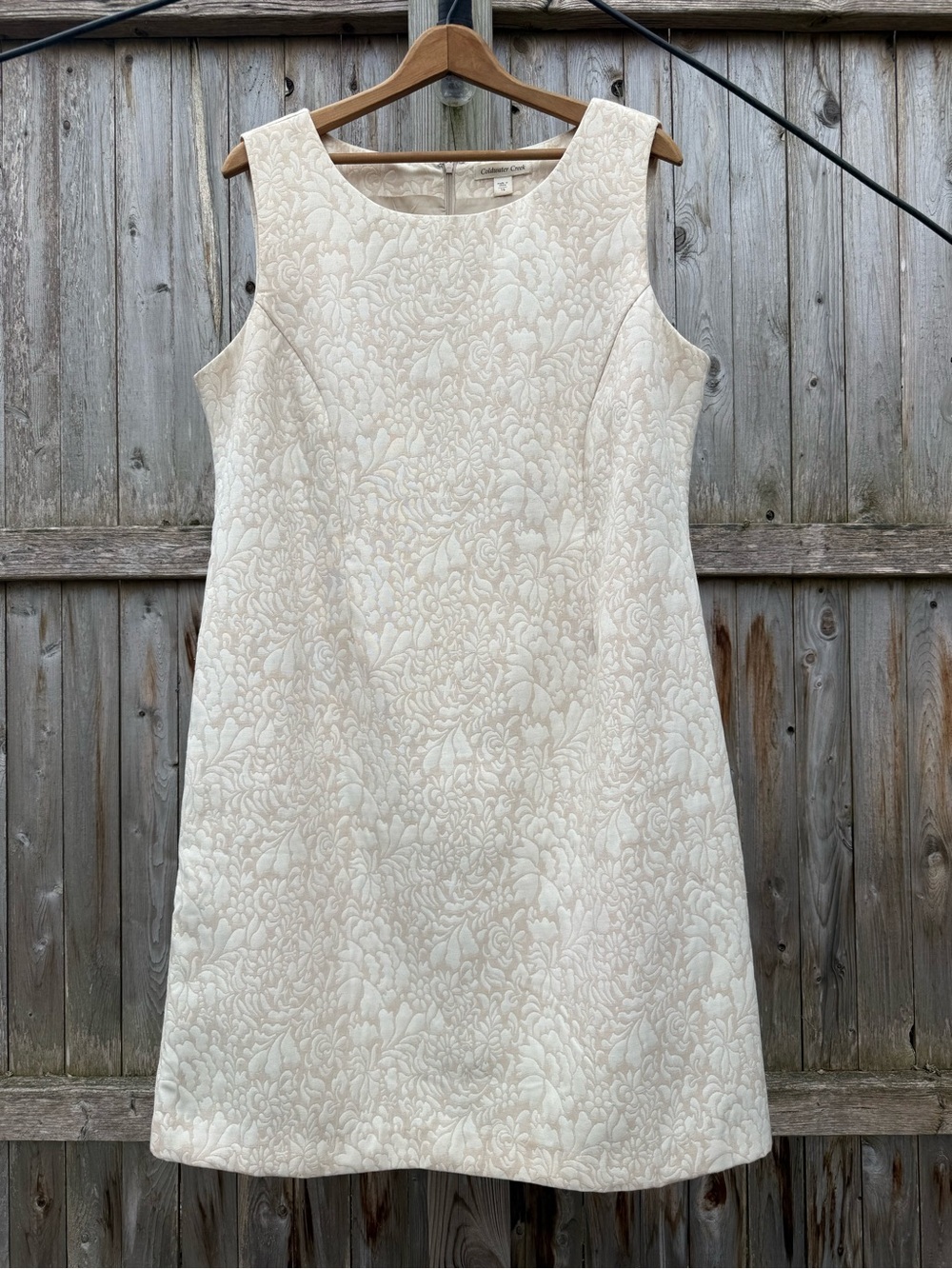 Coldwater Creek Cream Floral Jacquard Sheath Dress